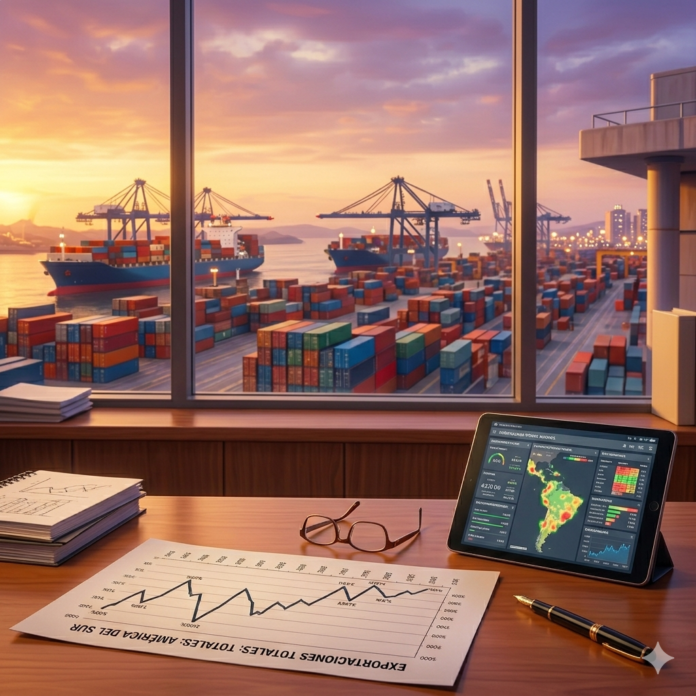 Variación de las exportaciones totales en Sudamérica
